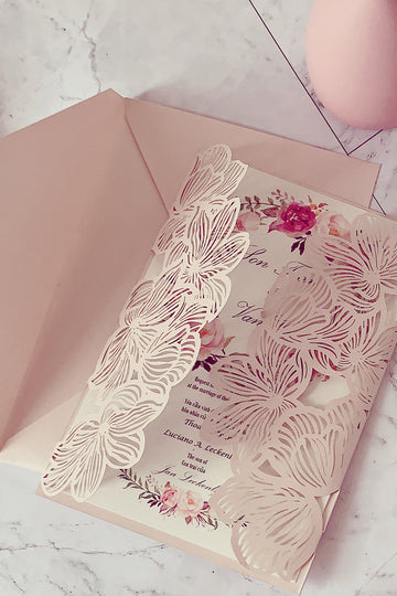 Colorete Delicada Invitación de Boda Hueca con Bowknot